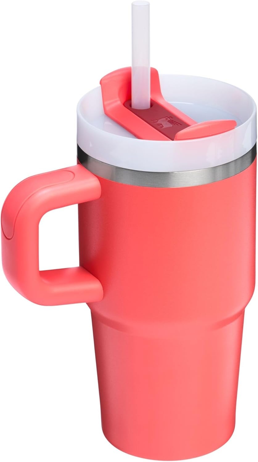 image:imageSTANLEY Quencher H20 Tumbler with Handle and Straw 40 oz Flowstate 3Position Lid Cup Holder Compatible for Travel Insulated Stainless Steel Cup BPAFree Chili Red FireworksHot Coral