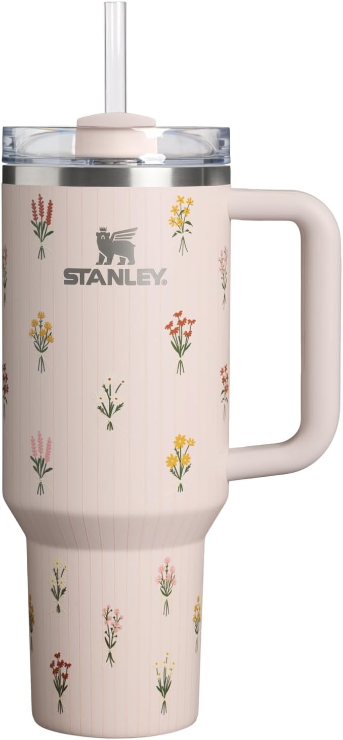 image:imageSTANLEY Quencher H20 Tumbler with Handle and Straw 40 oz Flowstate 3Position Lid Cup Holder Compatible for Travel Insulated Stainless Steel Cup BPAFree Chili Red FireworksRose Quartz Bouquets