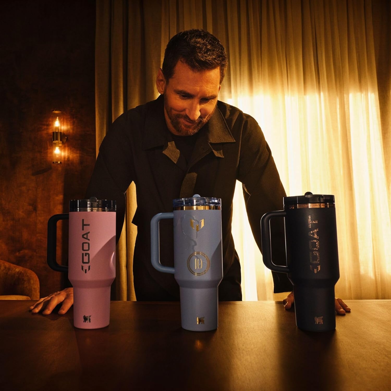 image:imageSTANLEY Quencher ProTour Flip Straw Tumbler with Leakproof Lid 30 oz Builtin Straw and Handle Cup Holder Compatible for Travel insulated Stainless Steel Cup BPAFree Team Light Blue WhiteMessi Striker Blue