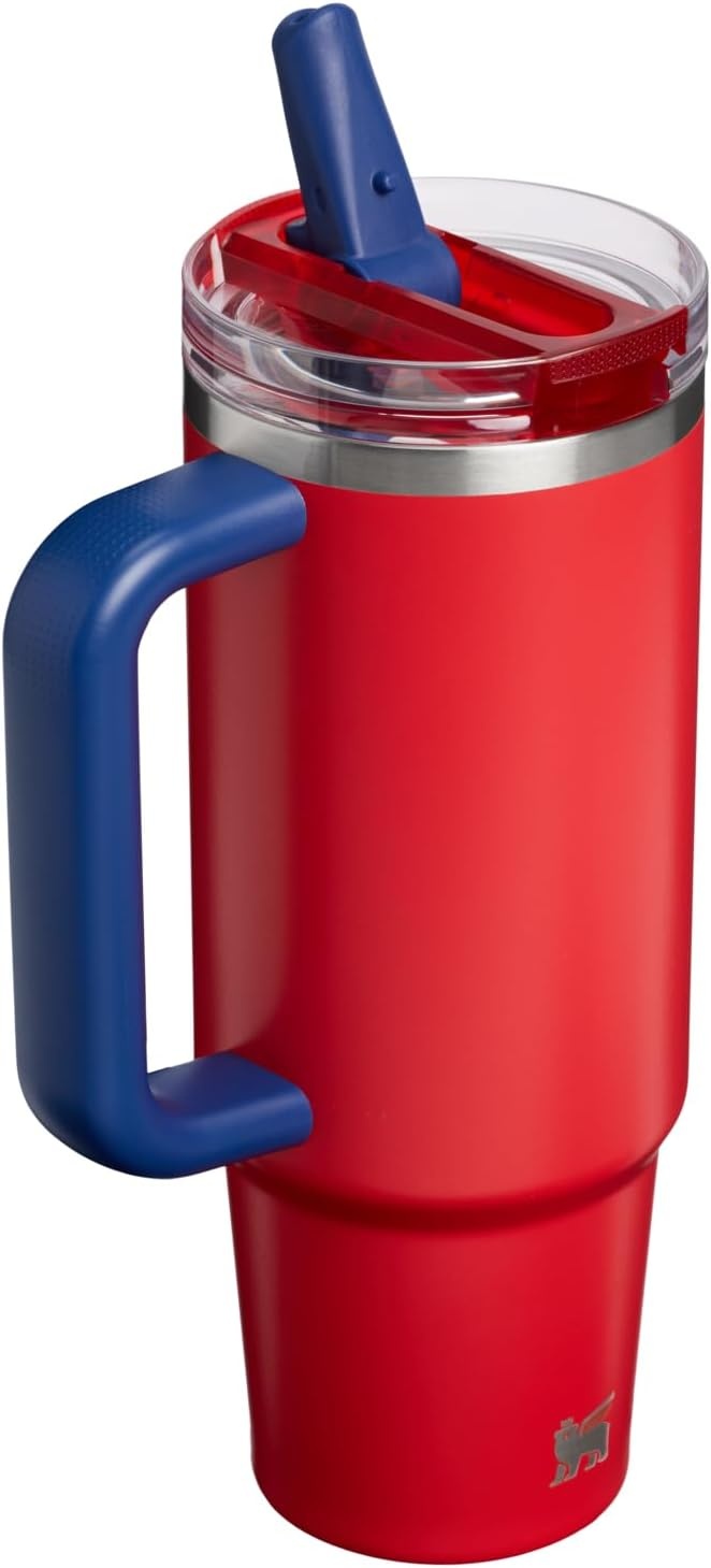 image:imageSTANLEY Quencher ProTour Flip Straw Tumbler with Leakproof Lid 30 oz Builtin Straw and Handle Cup Holder Compatible for Travel insulated Stainless Steel Cup BPAFree Team Light Blue WhiteTeam Red Dark Blue