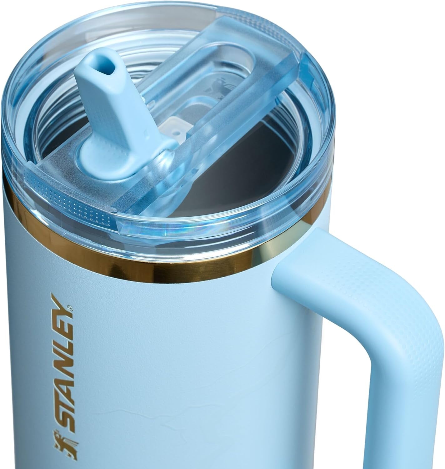 image:imageSTANLEY Quencher ProTour Flip Straw Tumbler with Leakproof Lid 30 oz Builtin Straw and Handle Cup Holder Compatible for Travel insulated Stainless Steel Cup BPAFree Team Light Blue WhiteMessi Striker Blue