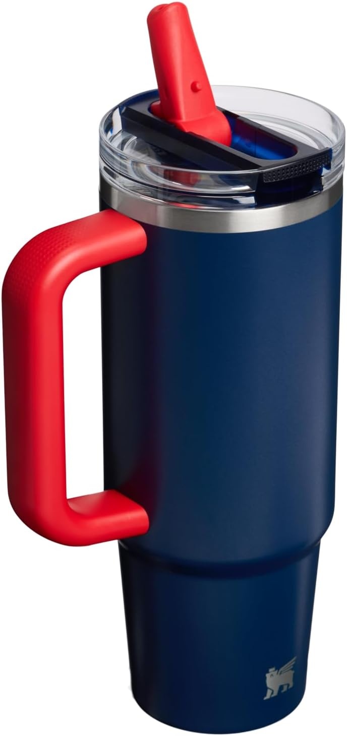 image:imageSTANLEY Quencher ProTour Flip Straw Tumbler with Leakproof Lid 30 oz Builtin Straw and Handle Cup Holder Compatible for Travel insulated Stainless Steel Cup BPAFree Team Light Blue WhiteTeam Navy Red