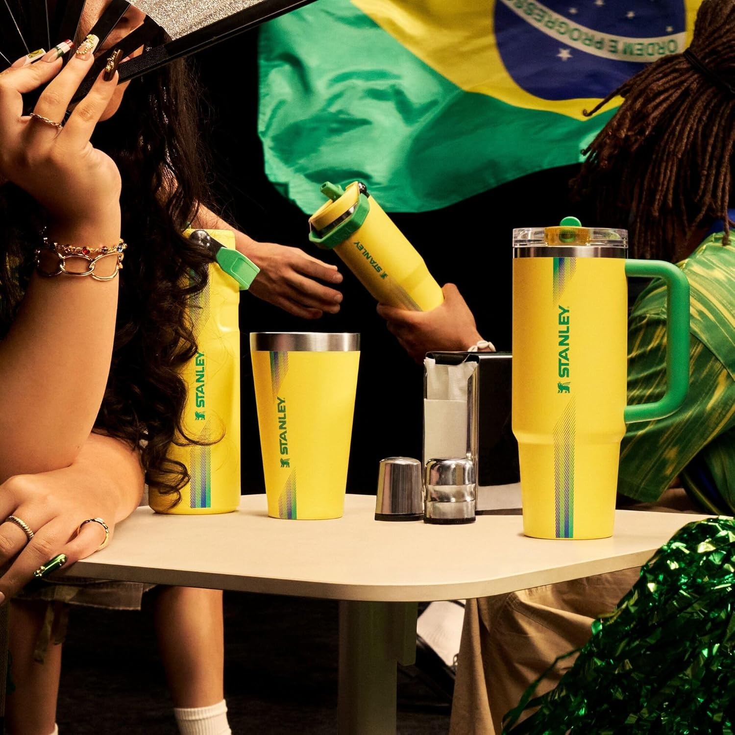 image:imageSTANLEY Quencher ProTour Flip Straw Tumbler with Leakproof Lid 30 oz Builtin Straw and Handle Cup Holder Compatible for Travel insulated Stainless Steel Cup BPAFree Team Light Blue WhiteTeam Yellow Green