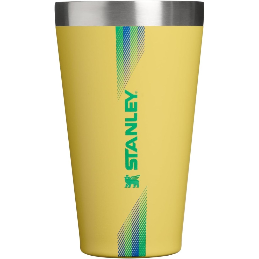 image:imageSTANLEY Adventure Stacking Beer Pint Glass 16 oz Stackable Drinking Cup for Cold Beverages Dishwasher Safe Insulated Stainless Steel Tumbler BPAFree Team Yellow Green