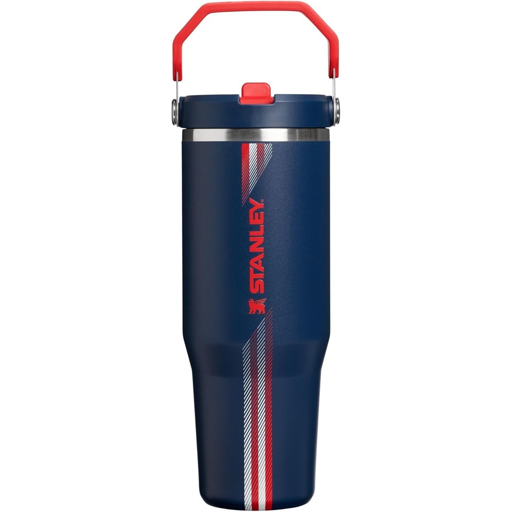 image:imageSTANLEY IceFlow 20 Flip Straw Tumbler with Handle 30 oz Twist On Lid and Flip Up Straw Leak Resistant Water Bottle Insulated Stainless Steel BPAFree Team Dark Green RedTeam Navy Red