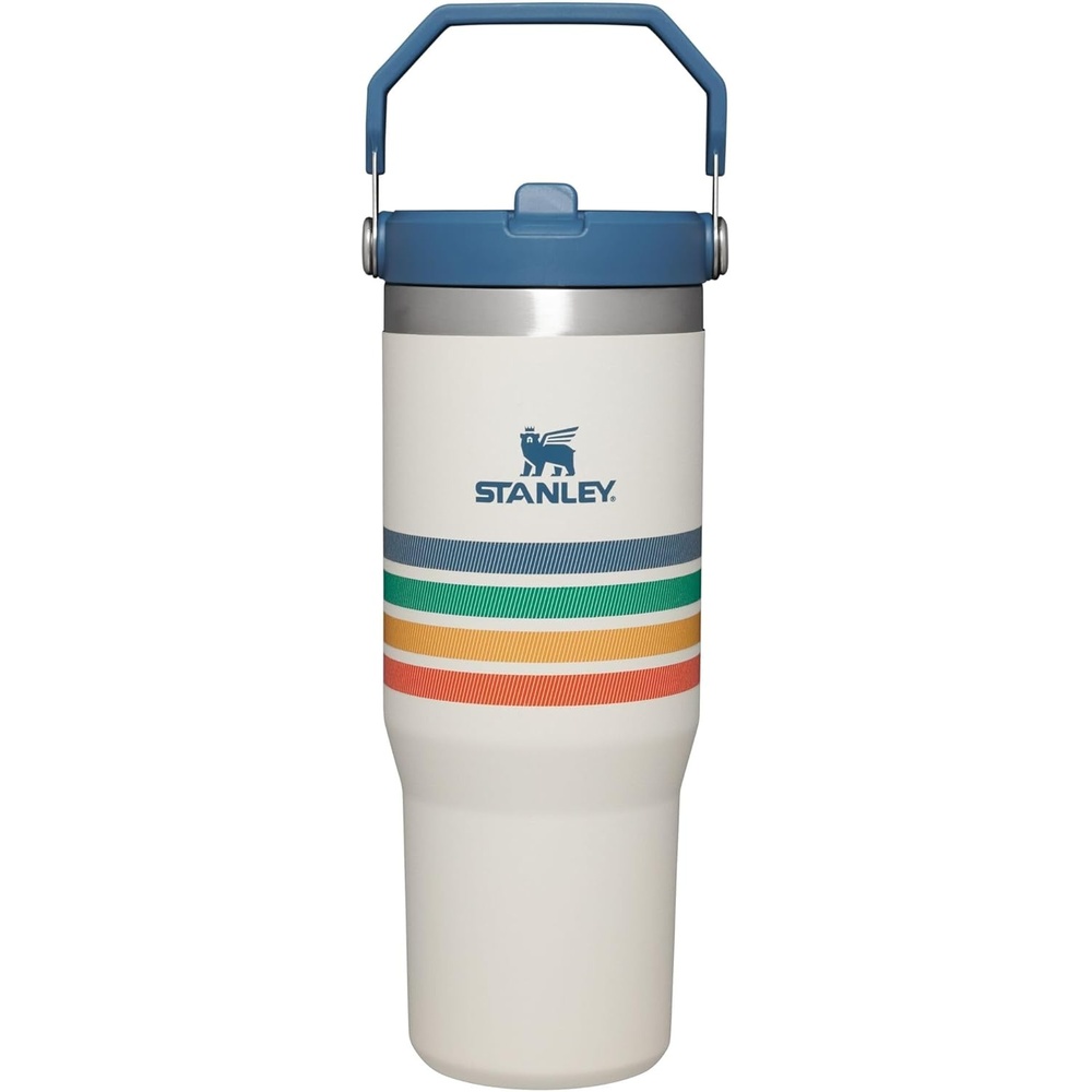 image:imageSTANLEY IceFlow 20 Flip Straw Tumbler with Handle 30 oz Twist On Lid and Flip Up Straw Leak Resistant Water Bottle Insulated Stainless Steel BPAFree Team Dark Green RedCream Stripe