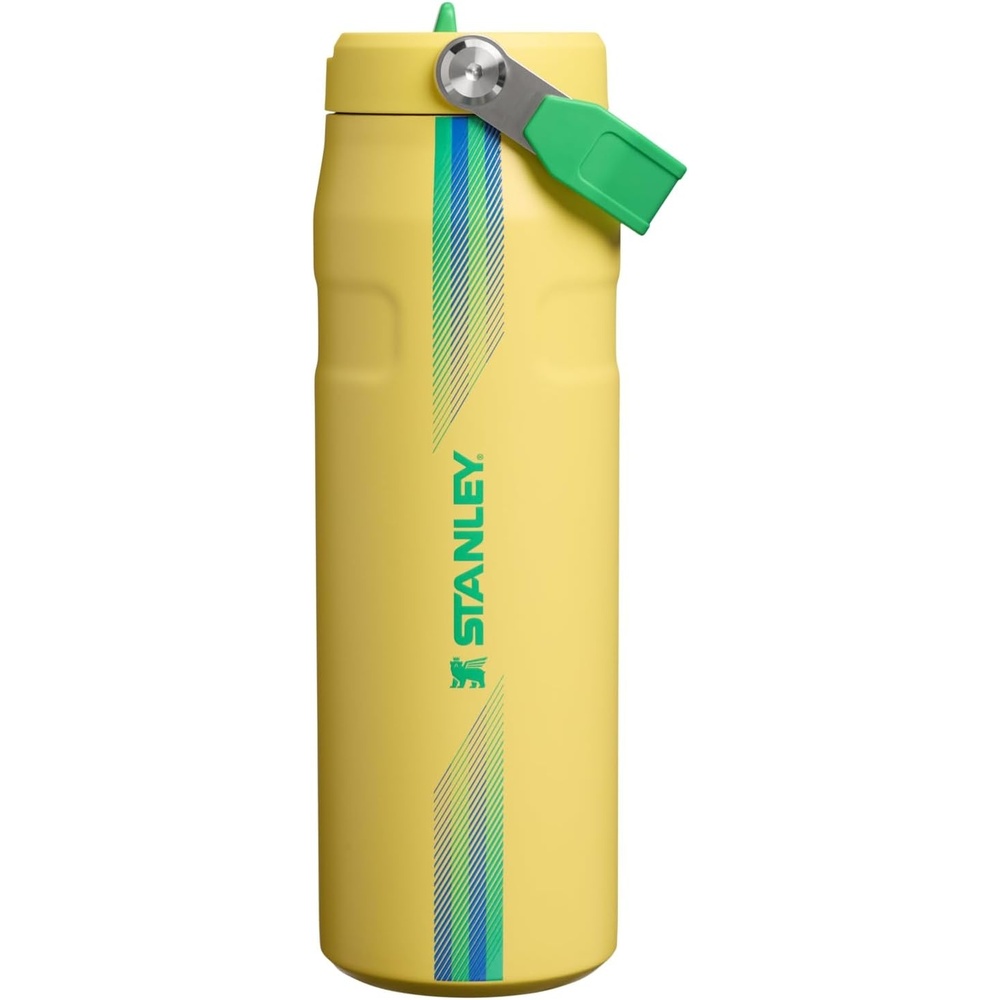 image:imageSTANLEY IceFlow Flip Straw 20 Water Bottle 24 oz BuiltIn Straw with Larger Opening Lightweight and Leak Resistant Insulated Stainless Steel BPAFree Team Yellow Green