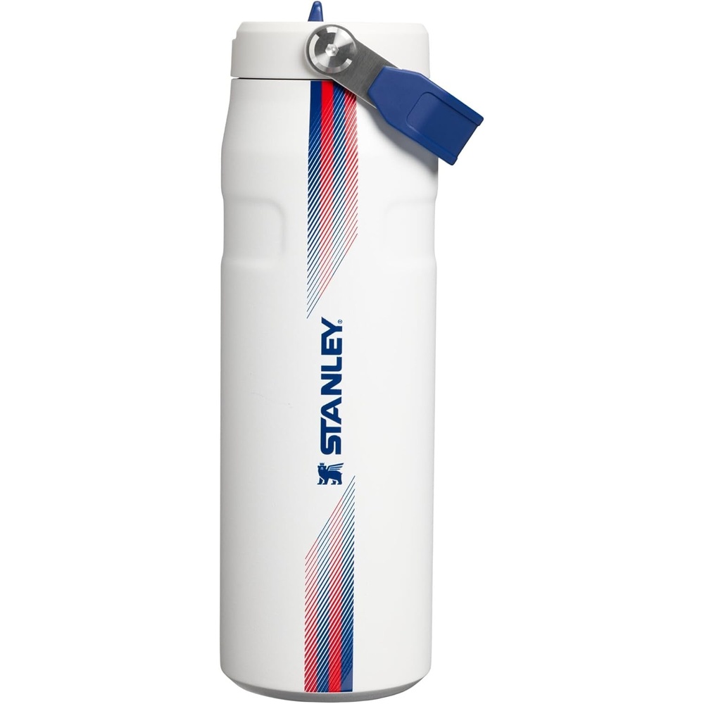 image:imageSTANLEY IceFlow Flip Straw 20 Water Bottle 24 oz BuiltIn Straw with Larger Opening Lightweight and Leak Resistant Insulated Stainless Steel BPAFree Team White Dark Blue