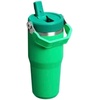 STANLEY IceFlow 2.0 Flip Straw Tumbler with Handle, 30 oz | Twist On Lid and Flip Up Straw | Leak Resistant Water Bottle | Insulated Stainless Steel | BPA-Free | Team Dark Green Red(Meadow)