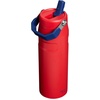 STANLEY IceFlow Flip Straw 2.0 Water Bottle, 24 oz | Built-In Straw with Larger Opening | Lightweight and Leak Resistant | Insulated Stainless Steel | BPA-Free | Team Red Dark Blue