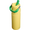 STANLEY IceFlow Flip Straw 2.0 Water Bottle, 24 oz | Built-In Straw with Larger Opening | Lightweight and Leak Resistant | Insulated Stainless Steel | BPA-Free | Team Yellow Green