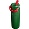 STANLEY IceFlow Flip Straw 2.0 Water Bottle, 24 oz | Built-In Straw with Larger Opening | Lightweight and Leak Resistant | Insulated Stainless Steel | BPA-Free | Team Dark Green Red