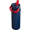 STANLEY IceFlow Flip Straw 2.0 Water Bottle, 24 oz | Built-In Straw with Larger Opening | Lightweight and Leak Resistant | Insulated Stainless Steel | BPA-Free | Team Navy Red