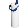 STANLEY IceFlow Flip Straw 2.0 Water Bottle, 24 oz | Built-In Straw with Larger Opening | Lightweight and Leak Resistant | Insulated Stainless Steel | BPA-Free | Team White Dark Blue