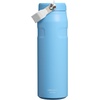 STANLEY IceFlow Flip Straw 2.0 Water Bottle, 24 oz | Built-In Straw with Larger Opening | Lightweight and Leak Resistant | Insulated Stainless Steel | BPA-Free | Team Light Blue White