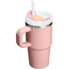 STANLEY Quencher H2.0 Tumbler with Handle and Straw 40 oz | Flowstate 3-Position Lid | Cup Holder Compatible for Travel | Insulated Stainless Steel Cup | BPA-Free | Chili Red Fireworks(Peach Rose)
