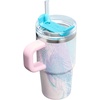 STANLEY Quencher H2.0 Tumbler with Handle and Straw 40 oz | Flowstate 3-Position Lid | Cup Holder Compatible for Travel | Insulated Stainless Steel Cup | BPA-Free | Chili Red Fireworks(Sea Glass Plume)