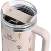 STANLEY Quencher H2.0 Tumbler with Handle and Straw 40 oz | Flowstate 3-Position Lid | Cup Holder Compatible for Travel | Insulated Stainless Steel Cup | BPA-Free | Chili Red Fireworks(Rose Quartz Bouquets)