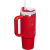 STANLEY Quencher H2.0 Tumbler with Handle and Straw 40 oz | Flowstate 3-Position Lid | Cup Holder Compatible for Travel | Insulated Stainless Steel Cup | BPA-Free | Chili Red Fireworks(Chili Red Fireworks)