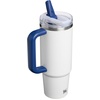 STANLEY x Caitlin Clark Quencher ProTour Flip Straw Tumbler with Leakproof Lid, 30 oz | Built-in Straw and Handle | Cup Holder Compatible for Travel | Insulated Stainless Steel | BPA-Free | Blacktop(Team White Dark Blue)