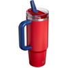 STANLEY x Caitlin Clark Quencher ProTour Flip Straw Tumbler with Leakproof Lid, 30 oz | Built-in Straw and Handle | Cup Holder Compatible for Travel | Insulated Stainless Steel | BPA-Free | Blacktop(Team Red Dark Blue)