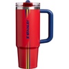 STANLEY x Caitlin Clark Quencher ProTour Flip Straw Tumbler with Leakproof Lid, 30 oz | Built-in Straw and Handle | Cup Holder Compatible for Travel | Insulated Stainless Steel | BPA-Free | Blacktop(Team Red Dark Blue)