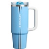 STANLEY x Caitlin Clark Quencher ProTour Flip Straw Tumbler with Leakproof Lid, 30 oz | Built-in Straw and Handle | Cup Holder Compatible for Travel | Insulated Stainless Steel | BPA-Free | Blacktop(Team Light Blue White)