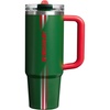 STANLEY x Caitlin Clark Quencher ProTour Flip Straw Tumbler with Leakproof Lid, 30 oz | Built-in Straw and Handle | Cup Holder Compatible for Travel | Insulated Stainless Steel | BPA-Free | Blacktop(Team Dark Green Red)