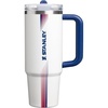STANLEY x Caitlin Clark Quencher ProTour Flip Straw Tumbler with Leakproof Lid, 30 oz | Built-in Straw and Handle | Cup Holder Compatible for Travel | Insulated Stainless Steel | BPA-Free | Blacktop(Team White Dark Blue)