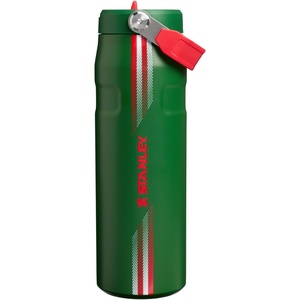 STANLEY IceFlow Flip Straw 2.0 Water Bottle, 24 oz | Built-In Straw with Larger Opening | Lightweight and Leak Resistant | Insulated Stainless Steel | BPA-Free | Team Dark Green Red