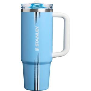 STANLEY x Caitlin Clark Quencher ProTour Flip Straw Tumbler with Leakproof Lid, 30 oz | Built-in Straw and Handle | Cup Holder Compatible for Travel | Insulated Stainless Steel | BPA-Free | Blacktop(Team Light Blue White)