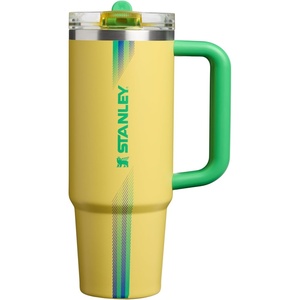 STANLEY x Caitlin Clark Quencher ProTour Flip Straw Tumbler with Leakproof Lid, 30 oz | Built-in Straw and Handle | Cup Holder Compatible for Travel | Insulated Stainless Steel | BPA-Free | Blacktop(Team Yellow Green)