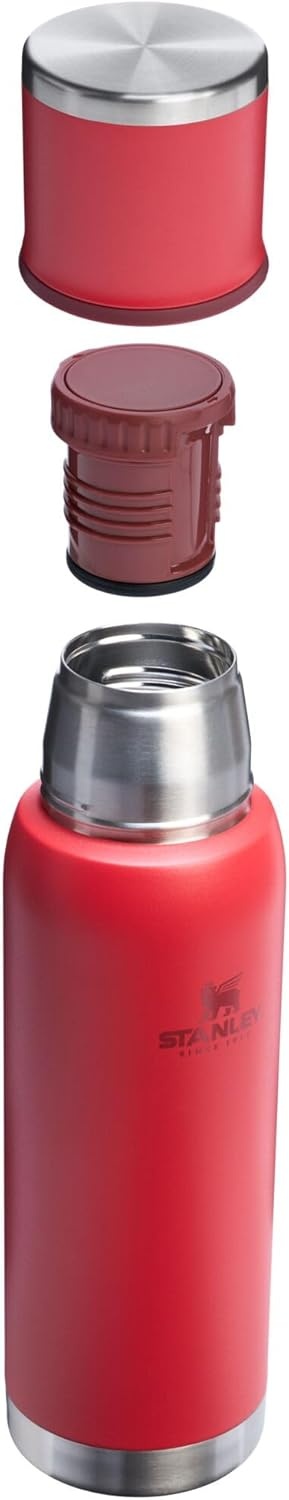 image:imageStanley AdventureToGo Vacuum Bottle 25 oz Wide Mouth with Leakproof Cup Lid Keep Drinks Hot or Cold Packable for Travel Insulated Stainless Steel Thermal Bottle BPAFree Blue SkyChili Red