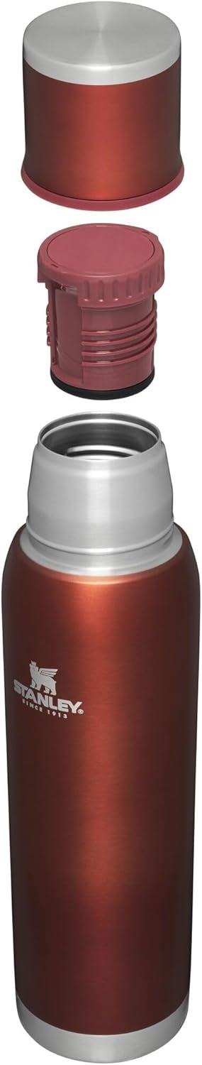 image:imageStanley AdventureToGo Vacuum Bottle 25 oz Wide Mouth with Leakproof Cup Lid Keep Drinks Hot or Cold Packable for Travel Insulated Stainless Steel Thermal Bottle BPAFree Black 20Clay Glow