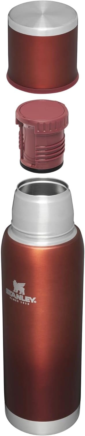 image:imageStanley AdventureToGo Vacuum Bottle 25 oz Wide Mouth with Leakproof Cup Lid Keep Drinks Hot or Cold Packable for Travel Insulated Stainless Steel Thermal Bottle BPAFree Black 20Clay Glow