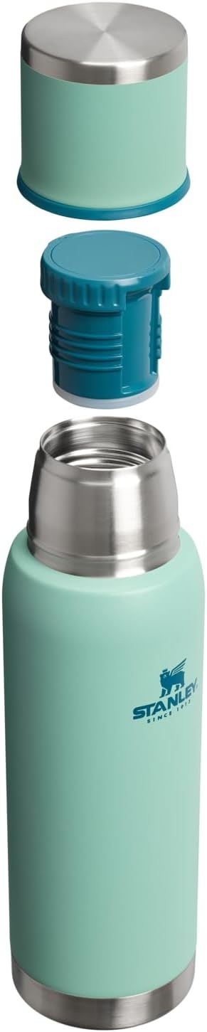 image:imageStanley AdventureToGo Vacuum Bottle 25 oz Wide Mouth with Leakproof Cup Lid Keep Drinks Hot or Cold Packable for Travel Insulated Stainless Steel Thermal Bottle BPAFree Black 20Spring Green