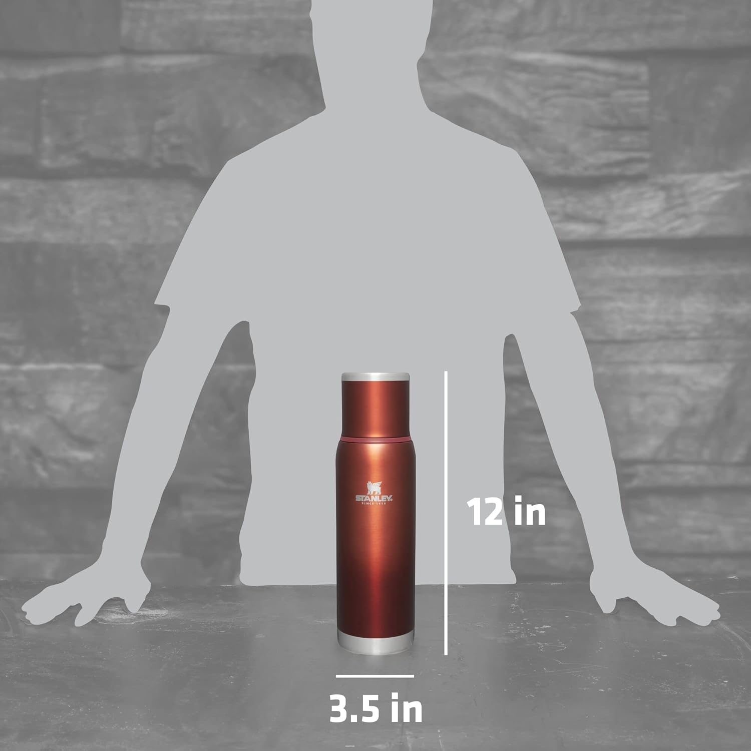 image:imageStanley AdventureToGo Vacuum Bottle 25 oz Wide Mouth with Leakproof Cup Lid Keep Drinks Hot or Cold Packable for Travel Insulated Stainless Steel Thermal Bottle BPAFree Black 20Clay Glow