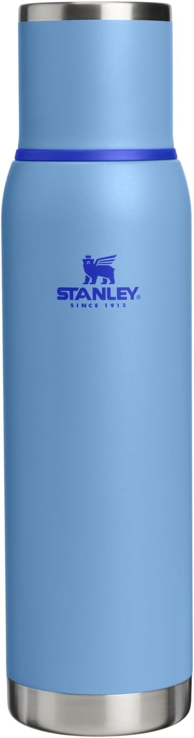 image:imageStanley AdventureToGo Vacuum Bottle 25 oz Wide Mouth with Leakproof Cup Lid Keep Drinks Hot or Cold Packable for Travel Insulated Stainless Steel Thermal Bottle BPAFree Black 20Blue Sky