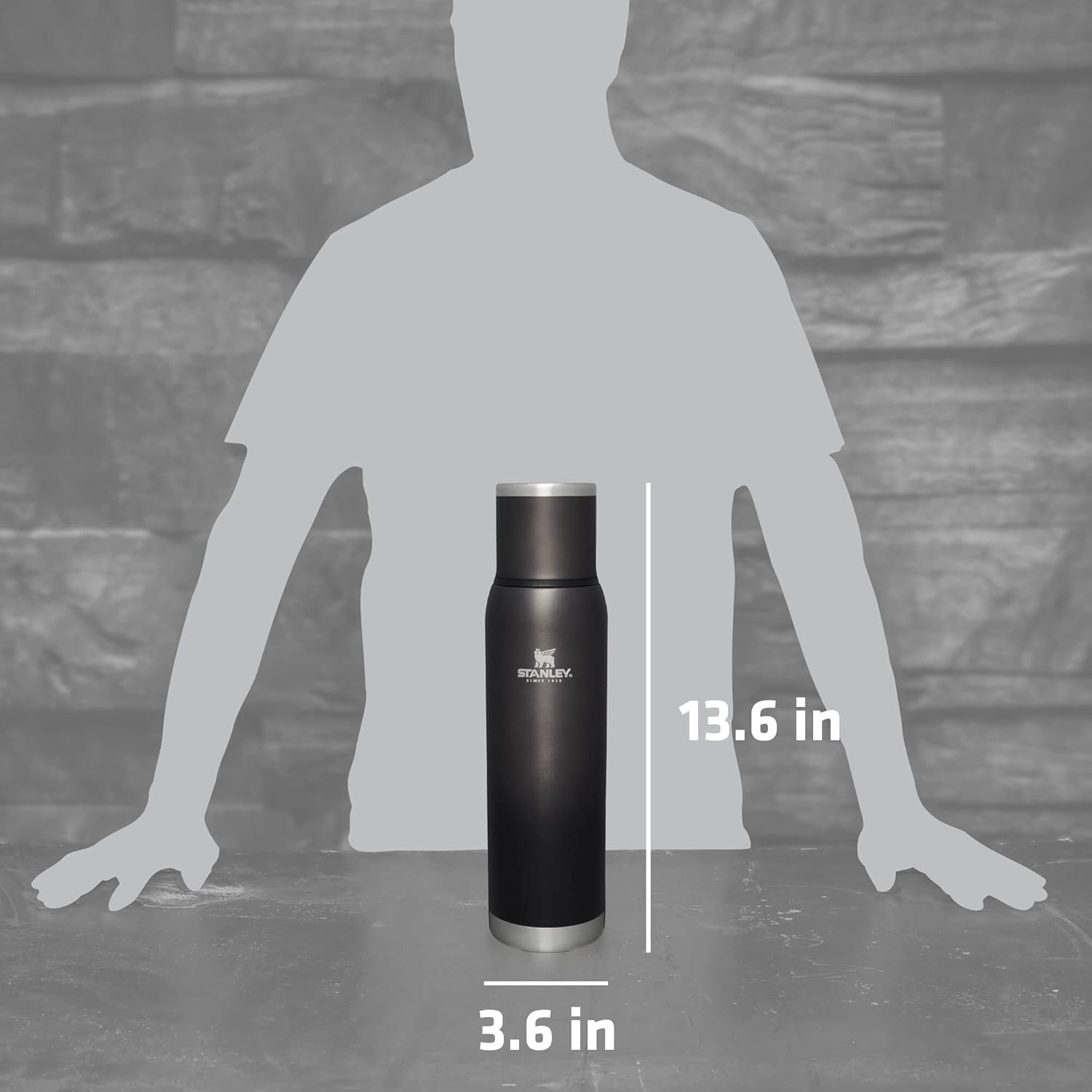 image:imageStanley AdventureToGo Vacuum Bottle 25 oz Wide Mouth with Leakproof Cup Lid Keep Drinks Hot or Cold Packable for Travel Insulated Stainless Steel Thermal Bottle BPAFree Spring GreenCharcoal Glow