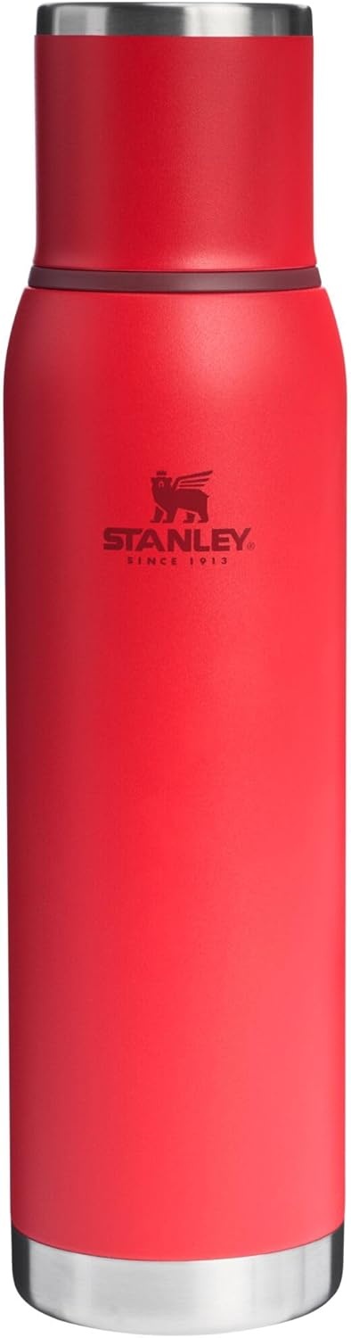 image:imageStanley AdventureToGo Vacuum Bottle 25 oz Wide Mouth with Leakproof Cup Lid Keep Drinks Hot or Cold Packable for Travel Insulated Stainless Steel Thermal Bottle BPAFree Blue SkyChili Red