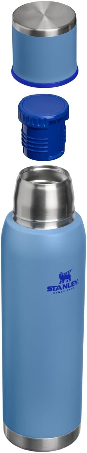 image:imageStanley AdventureToGo Vacuum Bottle 25 oz Wide Mouth with Leakproof Cup Lid Keep Drinks Hot or Cold Packable for Travel Insulated Stainless Steel Thermal Bottle BPAFree Blue SkyBlue Sky