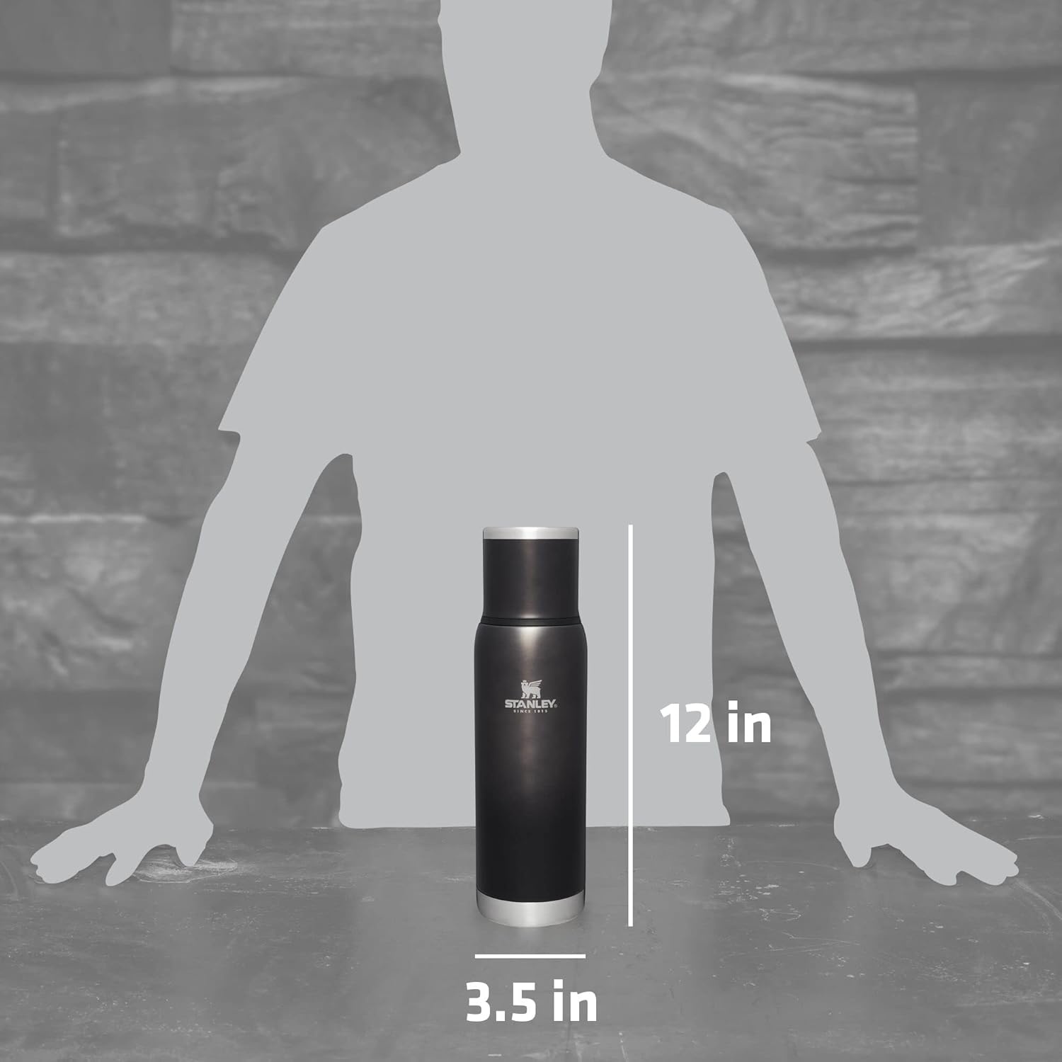 image:imageStanley AdventureToGo Vacuum Bottle 25 oz Wide Mouth with Leakproof Cup Lid Keep Drinks Hot or Cold Packable for Travel Insulated Stainless Steel Thermal Bottle BPAFree Spring GreenCharcoal Glow