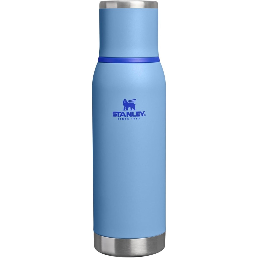 image:imageStanley AdventureToGo Vacuum Bottle 25 oz Wide Mouth with Leakproof Cup Lid Keep Drinks Hot or Cold Packable for Travel Insulated Stainless Steel Thermal Bottle BPAFree Black 20Blue Sky