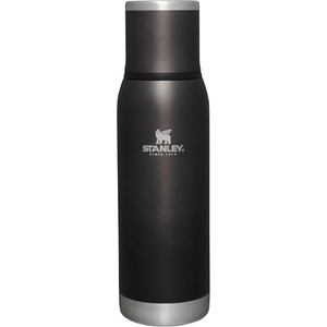 Stanley Adventure-To-Go Vacuum Bottle 25 oz | Wide Mouth with Leakproof Cup Lid | Keep Drinks Hot or Cold | Packable for Travel | Insulated Stainless Steel Thermal Bottle | BPA-Free | Black 2.0(Charcoal Glow)