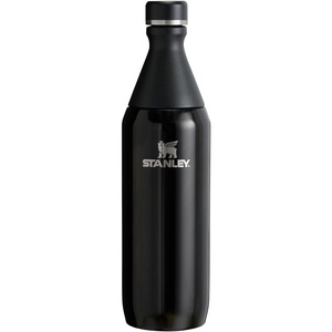 Stanley All Day Slim Bottle 20 oz | Twist On Lid with Leakproof Seal | Slim Design for Travel & Gym | Insulated Stainless Steel | BPA-Free | Blue Sky Gloss(Black)