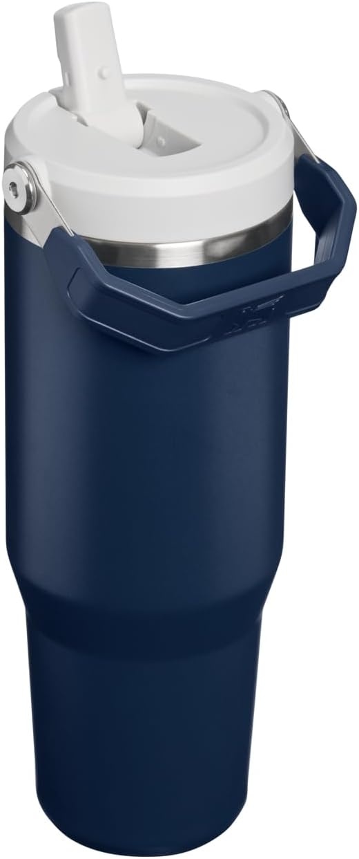 image:imageSTANLEY IceFlow 20 Flip Straw Tumbler with Handle 20 oz Twist On Lid and Flip Up Straw Leak Resistant Water Bottle Insulated Stainless Steel BPAFree Stainless Steel AshDark Navy
