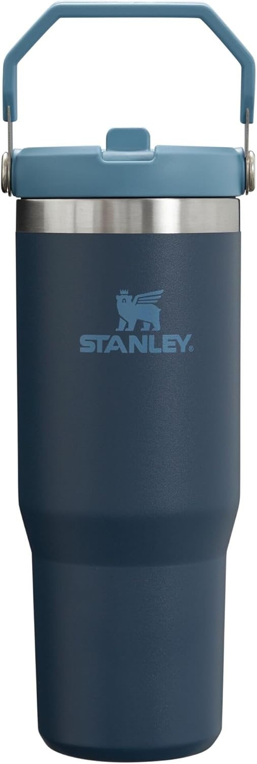 image:imageSTANLEY IceFlow 20 Flip Straw Tumbler with Handle 20 oz Twist On Lid and Flip Up Straw Leak Resistant Water Bottle Insulated Stainless Steel BPAFree Stainless Steel AshNavy