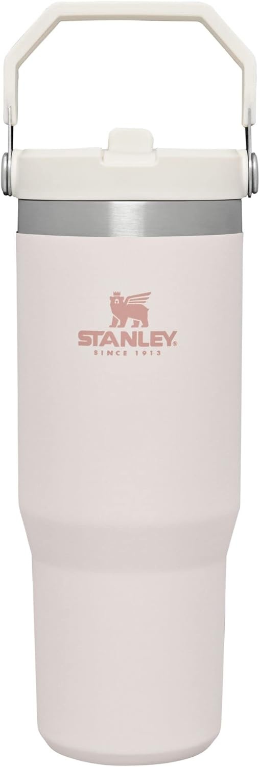 image:imageSTANLEY IceFlow 20 Flip Straw Tumbler with Handle 20 oz Twist On Lid and Flip Up Straw Leak Resistant Water Bottle Insulated Stainless Steel BPAFree Stainless Steel AshRose Quartz 10