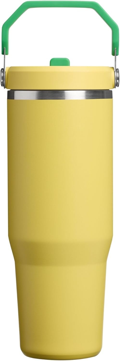 image:imageSTANLEY IceFlow 20 Flip Straw Tumbler with Handle 20 oz Twist On Lid and Flip Up Straw Leak Resistant Water Bottle Insulated Stainless Steel BPAFree Stainless Steel AshTeam Yellow Green