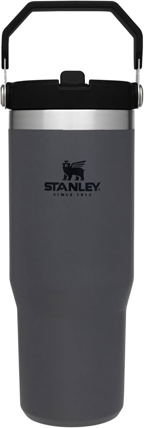 image:imageSTANLEY IceFlow 20 Flip Straw Tumbler with Handle 20 oz Twist On Lid and Flip Up Straw Leak Resistant Water Bottle Insulated Stainless Steel BPAFree Stainless Steel AshCharcoal
